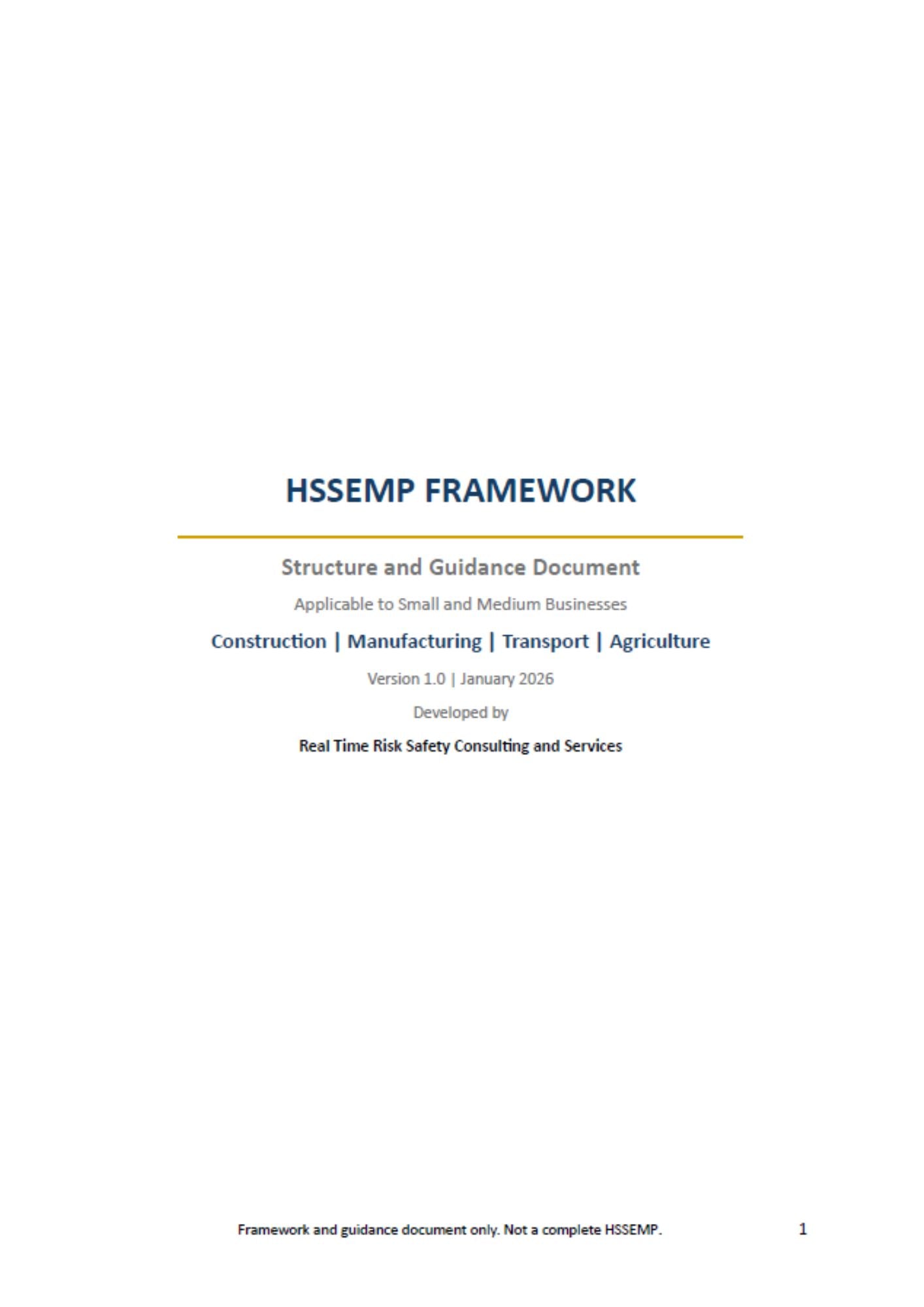 HSSE Management Framework and Guidance Document